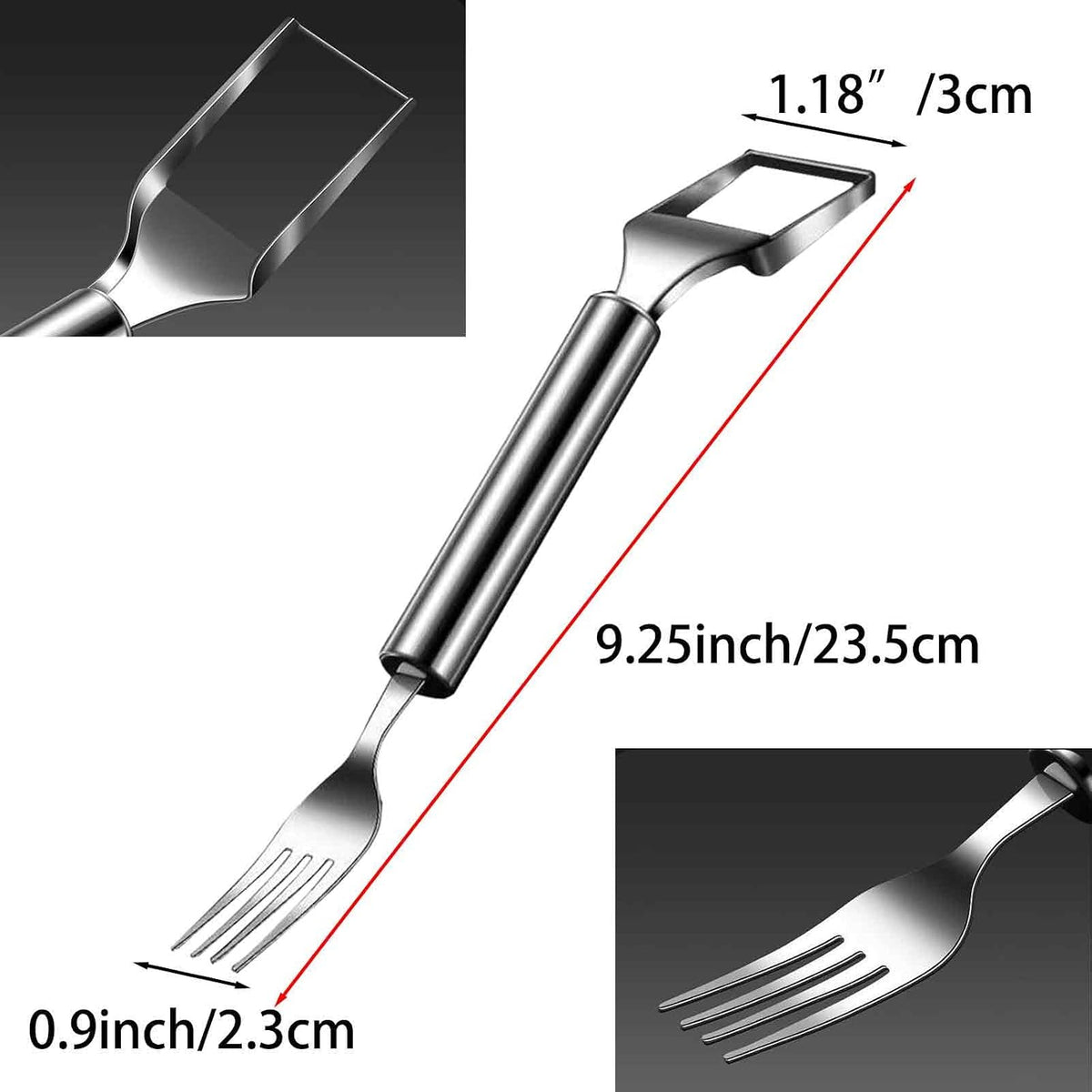 2 Pack Watermelon Cutter Fork 2-in-1, Stainless Steel