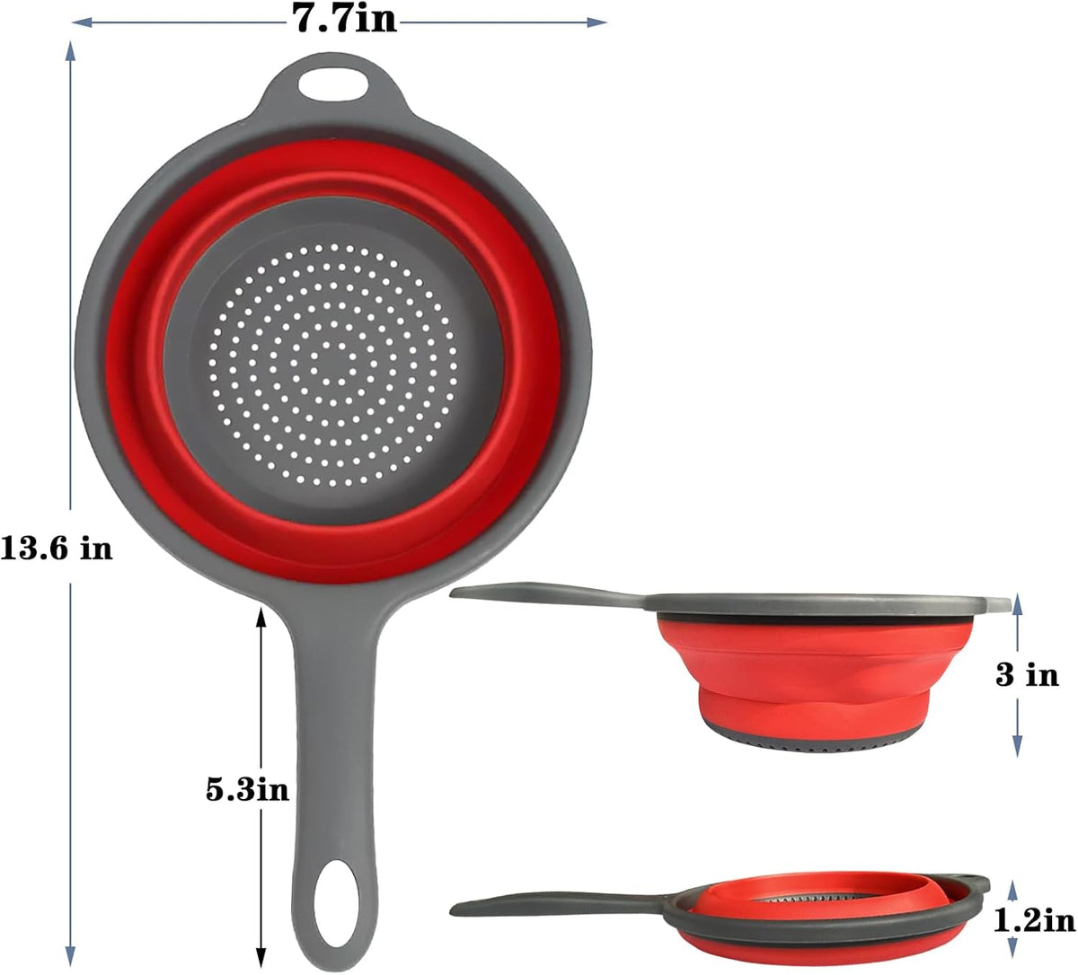 Square Collapsible Colander Set,Save Storage Space Collapsible Colander Strainer with Handle,for Kitchen and Travel Use (Green)