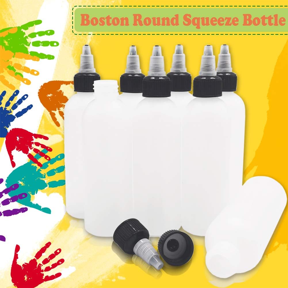 20-Pack 4oz/120ml Plastic Boston Squeeze Bottles with Twist Top Cap