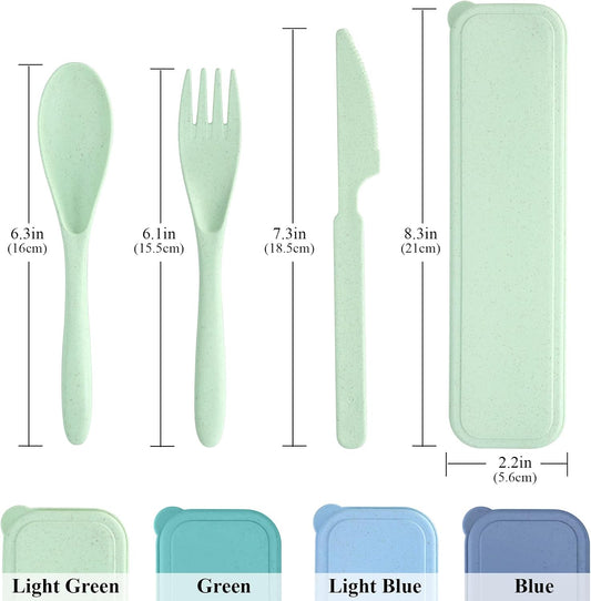 4 Sets Reusable Utensils Set with Case, Travel Utensils with Case, Reusable Utensils for Lunch Box Accessories, Portable Lunch Utensils Set for Travel Daily Use