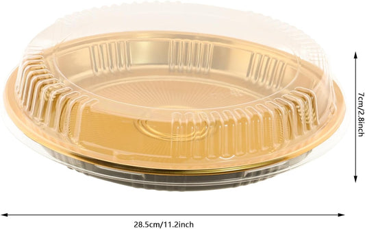 5 Pcs Disposable Pie Carrier with Clear Lid Round Cake Cupcake Container for Pies Cake Slice Candy Pizza Salads Meal Prep (11 Inch)