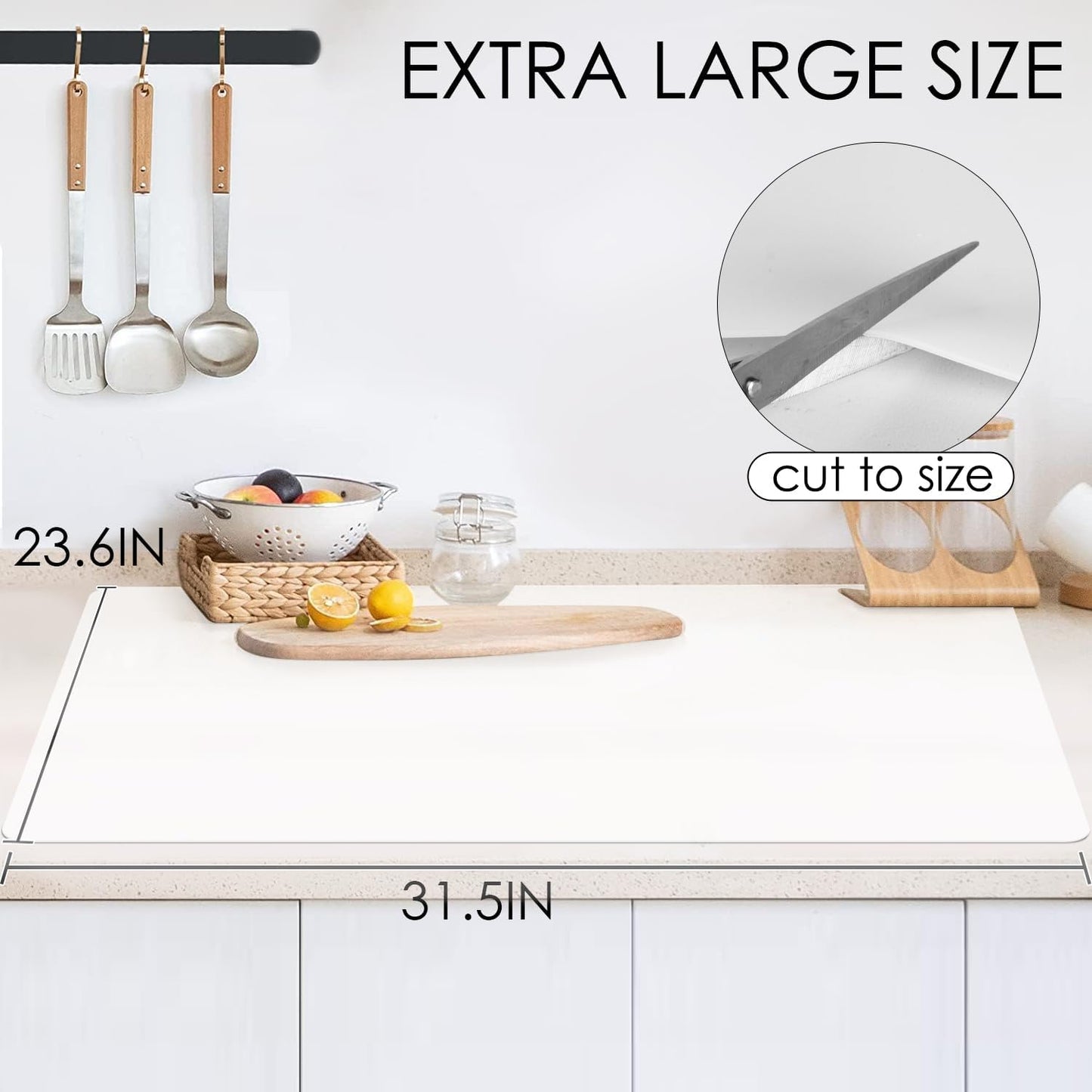 Extra Large Silicone Mat, 31.5x23.6 Inch Heat Resistant Mat for Kitchen Counter, Non Stick Silicone Baking Mat for Dough and Pastry, Thick Silicone placement Countertop Protector, Black countertop mat