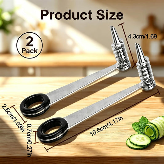 2 Pack Piranha Spiral Cutter, Stainless Steel Potatoes Spiral Cutter
