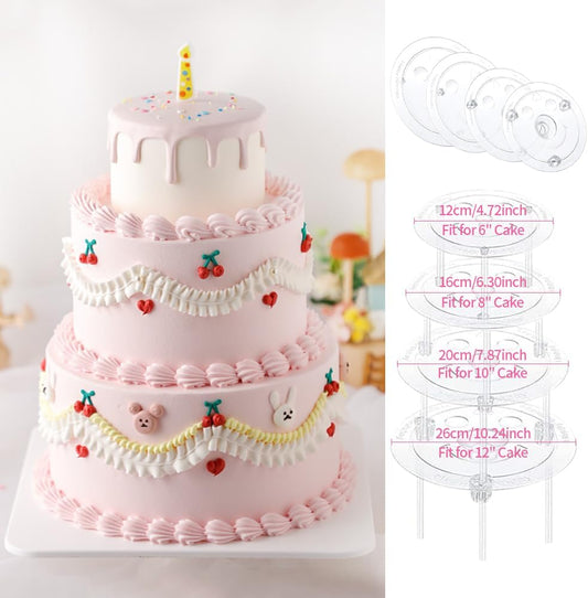 Cake Pin Sticks Set, 12 Pieces Plastic Cake Sticks Support Rods with 4 Cake Dividers for 6, 8, 10, 12 Inch Cakes, Plastic Cake Support Rods for Wedding Cake Building and Stacking (16)