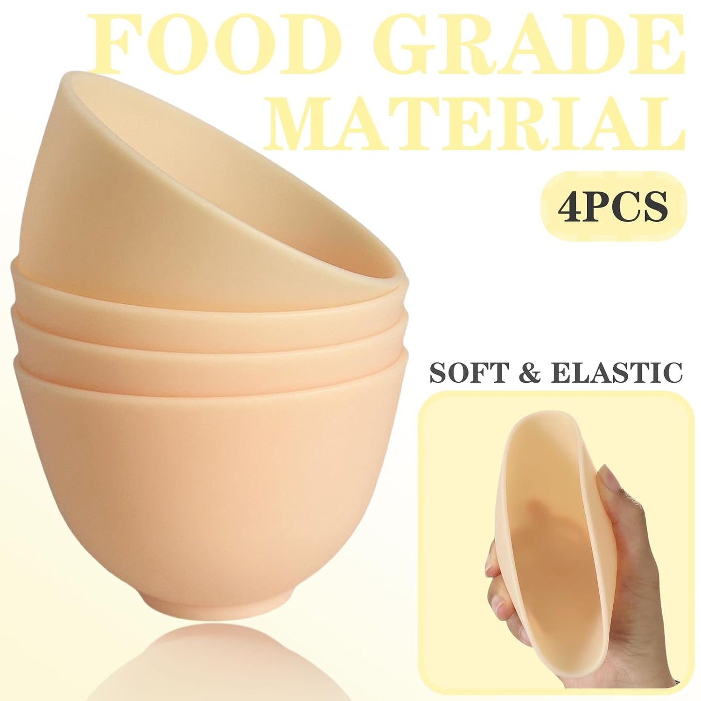 6Pcs Silicone Mixing Bowls, Silicone Bowls for Facials, DIY Face Mask Mixing Bowl for Home Salon Spa Face Skin Applicator Bowl, Black
