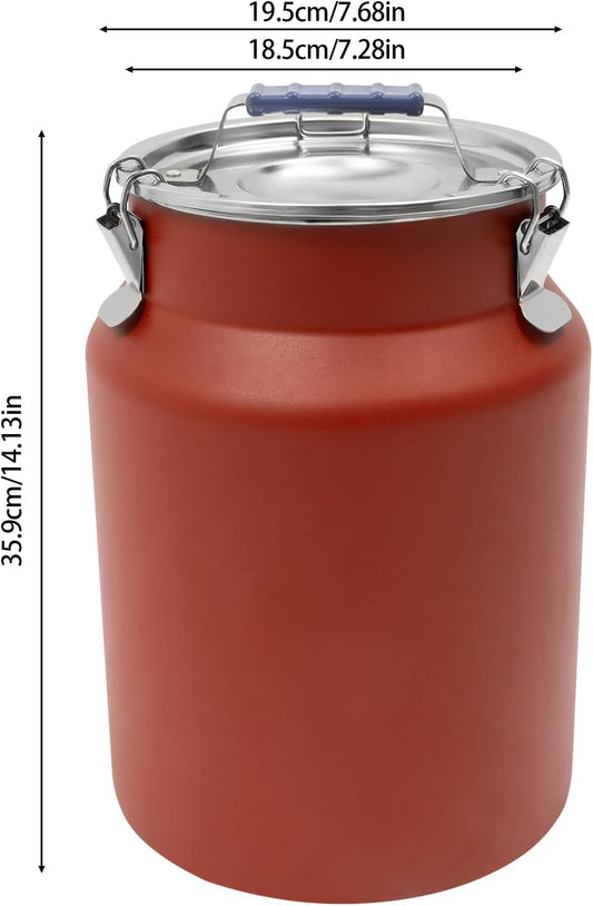 Sealed Rice Storage Container, 12L/3gal Stainless Steel Kitchen Food Storage Bin with Lids Locking Clamp, Airtight Canisters Container for Flour Rice Cereal Grain Coffee Bean (Red)