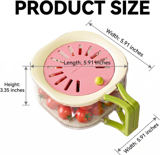 Fridge Produce Storage Container with Drain Colander & Vent Lid