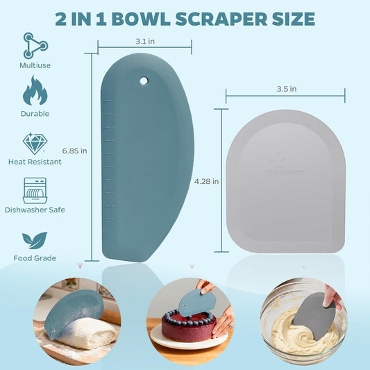Silicone Bowl Scraper & Plastic Dough Scraper for bread dough, Kitchen Use