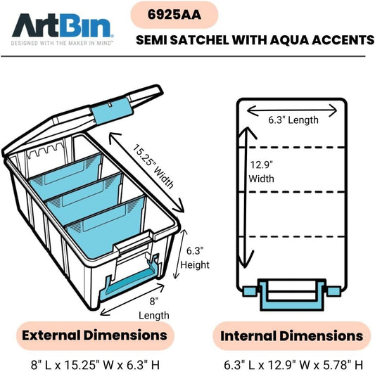 ArtBin Semi Satchel Portable Craft Organizer with 3 Dividers - Clear Plastic Storage Case for Art & Craft Supplies