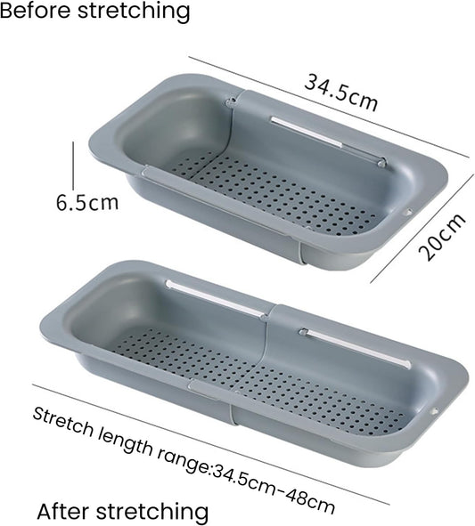 YOXIER Expandable Drain Basket Retractable Colander Retractable Drain Basket Over Sink Multifunctional Grade Pp Extendable Fruit Vegetable Washing Drainer Colander Strainer Bowl Tableware Container