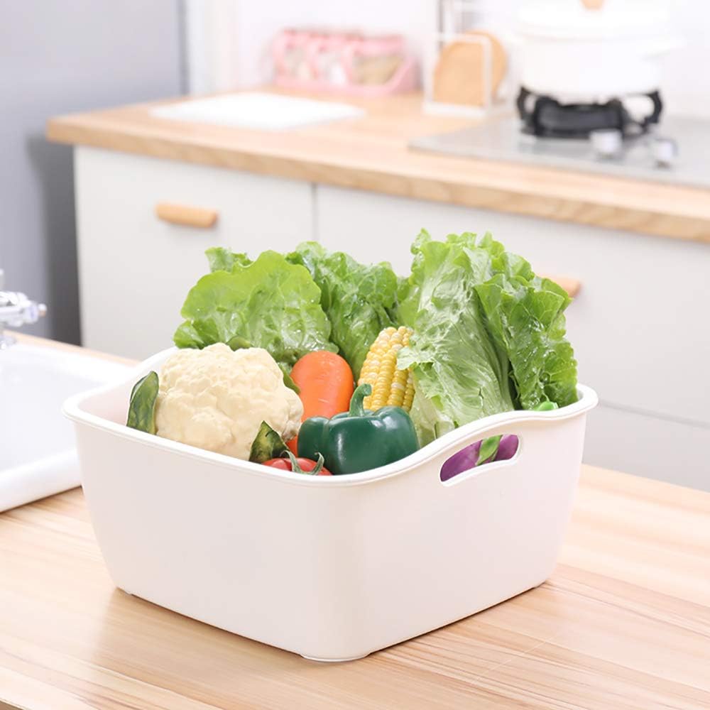 SoarRokt 2-in-1 Kitchen Colander Food Strainer Bowl Sets,Multifunction Large Plastic Washing Bowl and Strainer (white) (A18)
