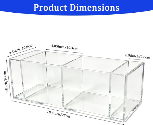 Clear Acrylic Cup Holder with Marker Slot, 4 Compartment Disposable Cup Dispenser Organizer, Coffee Bar Accessories for Home Kitchen, Office Break Room, Party Buffet, Bar Counter Decor