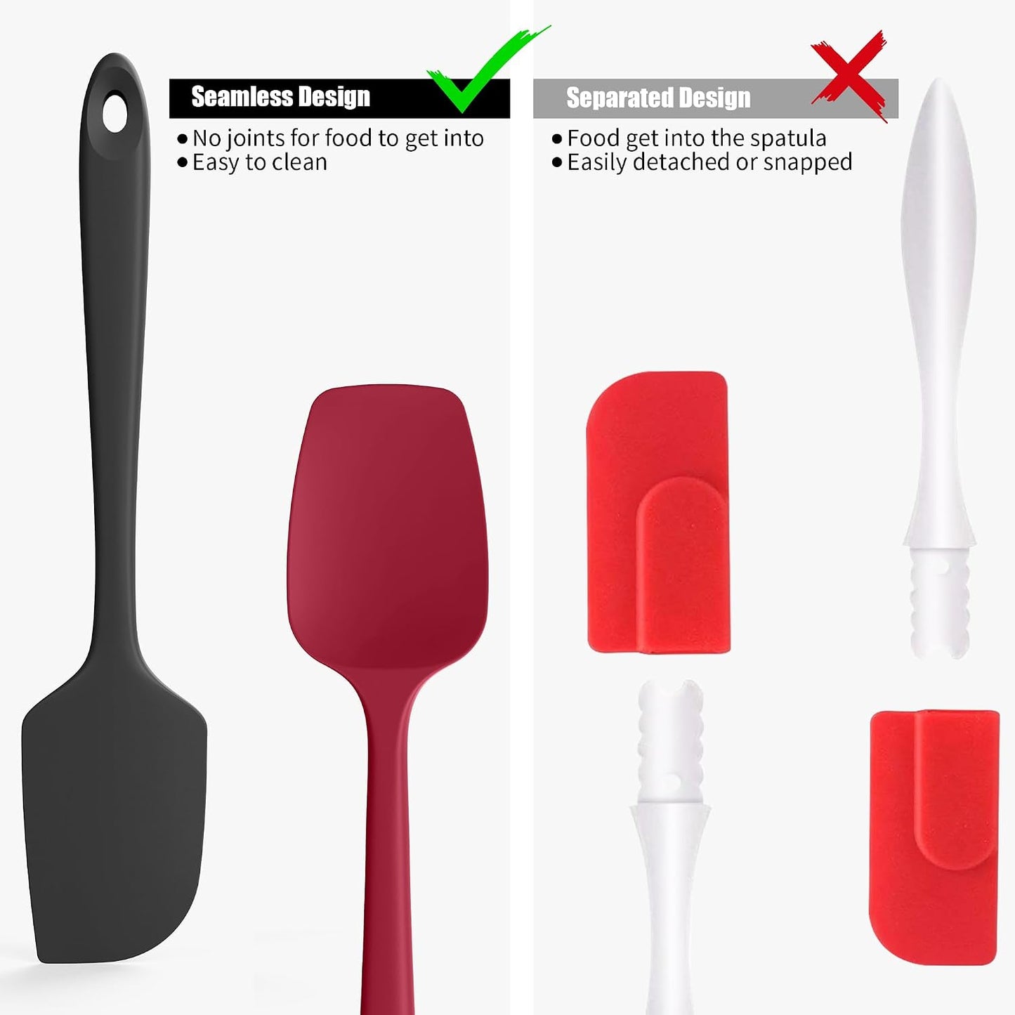 2-Piece Silicone Scraper & Spoon Spatulas: Doosu 600°F Heat Resistant Food Grade BPA Free Rubber Baking Flat Spatula Kitchen Cooking Spoonula for Mixing Scraping Folding Stirring Serving (Aqua Sky)