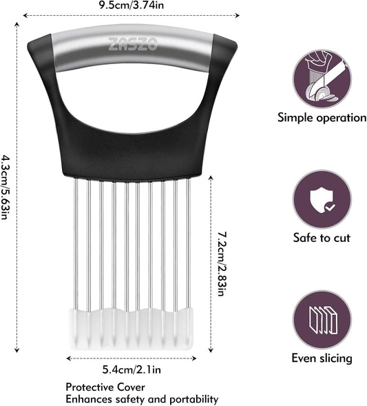 Onion Holder for Slicing, Stainless Steel Onion Slicer Holder, Onion Slicer Cutter Chopper, Vegetable Fruit Tomato Slicer, Food Vegetable Chopper, Kitchen Gadgets