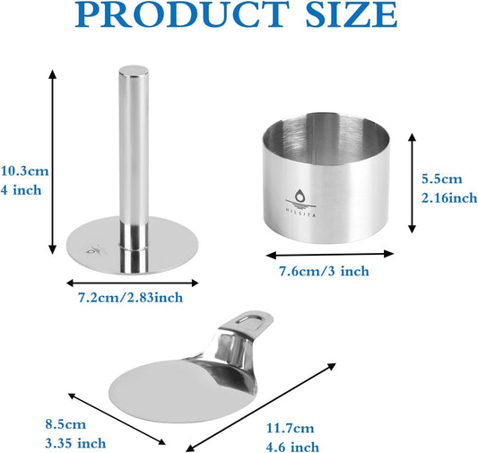 8 Pcs Cake Ring Molds, Seamless Stainless Steel Cake Cutter For Baking, 3 inch Cooking Rings with Pusher & Lifter, Dessert Mousse Molds Baking Tools, Includes 1 Pusher, 1 Lifter and 6 Rings