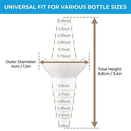 Universal Bottle to Bottle Transfer Connector, White Plastic Funnel 2pcs