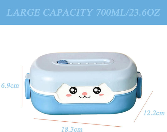 Cute Bento Box, with Cutlery Set Portable Lunch Box, 700ML Leak-proof 2 Compartment Lunch Container, Reusable Snack Box, Microwave/Dishwasher/Freezer Safe, BPA Free, Snack Container (Purple)
