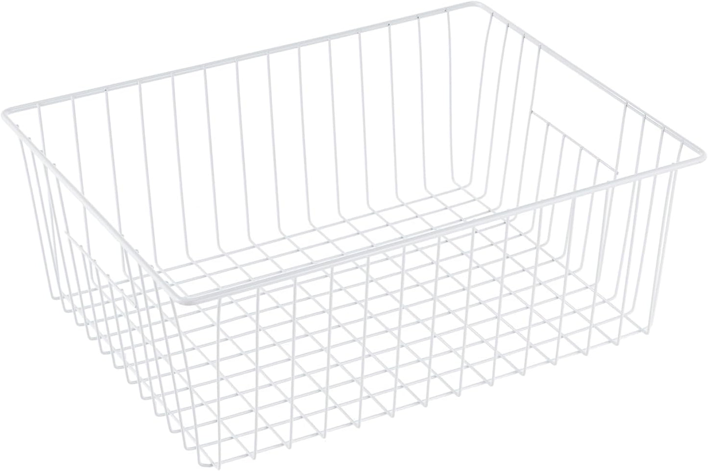 16" L x 12" W Wider Freezer Storage Organizer Baskets Container, Deep Metal Wire Chest Upright Refrigerator Divider Bins with Built-in Handles for Cabinet, Pantry, Closet, Kitchen