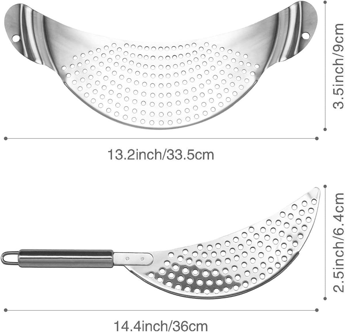 2-Piece Stainless Steel Kitchen Pot Strainer Double Handles