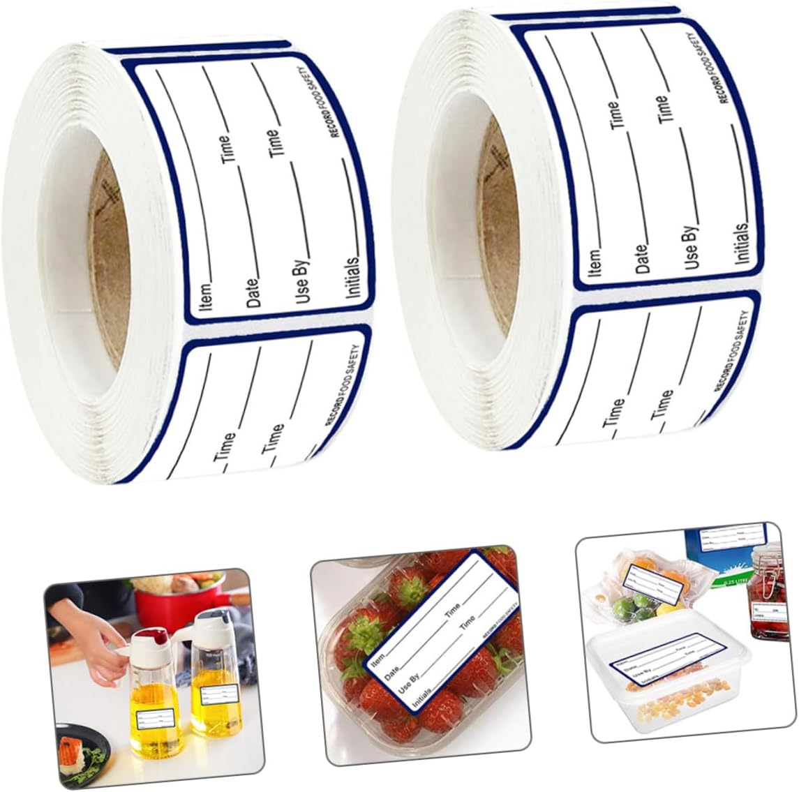 2rolls Writable Food Date Sticker Labels Adhesive Food Storage Stickers for Containers Easy to Peel for Home Office Restaurant Organization Clean Without