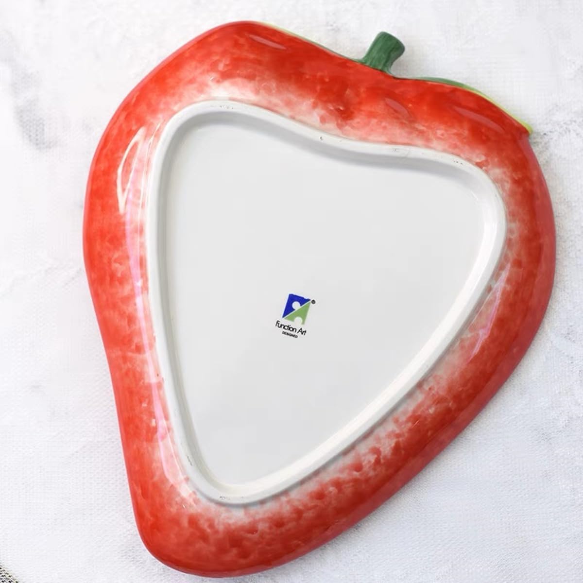 Ceramic Red Strawberry Chip and Dip Serving Trays, Appetizers and Cheeses Serving Platter, Ideal for Snacks, Veggies, Fruit-11inches