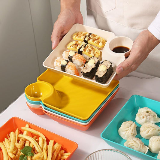 4 Pcs Chips and Salsa Serving Dish Plates, Veggie Platter Dipping Serving Trays with Sauce Rack for Buffet Family Party Appetizer Sushi Taco Salsa Charcuterie Barbecue Plate, Reusable (White 4PCS)