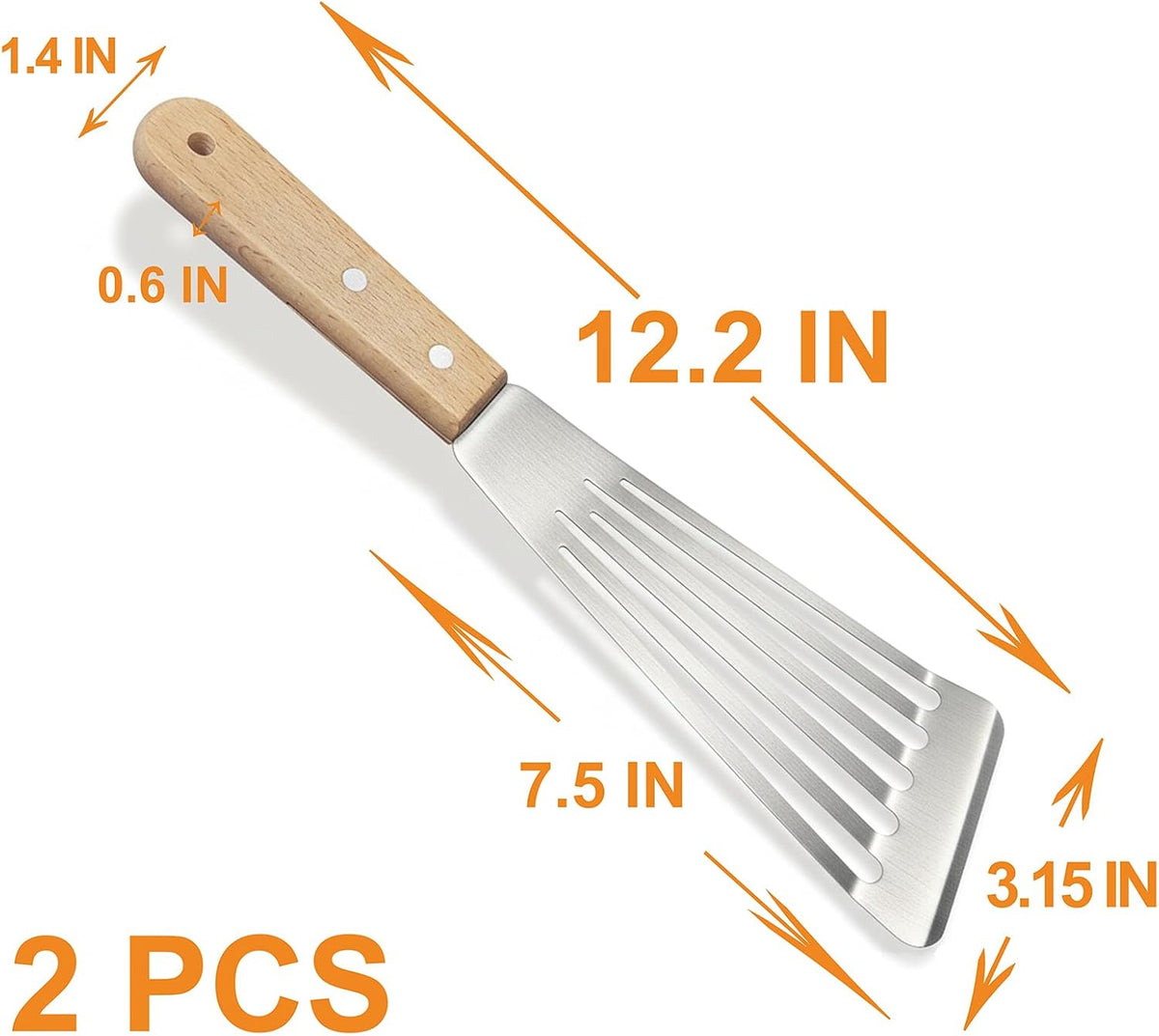 Fish Spatula Stainless Steel - Professional Slotted spatula with Premium Wood Handle Delicate Fish Turner for Burgers & Pancakes | Chef's Choice for Grilling & Cooking (1)