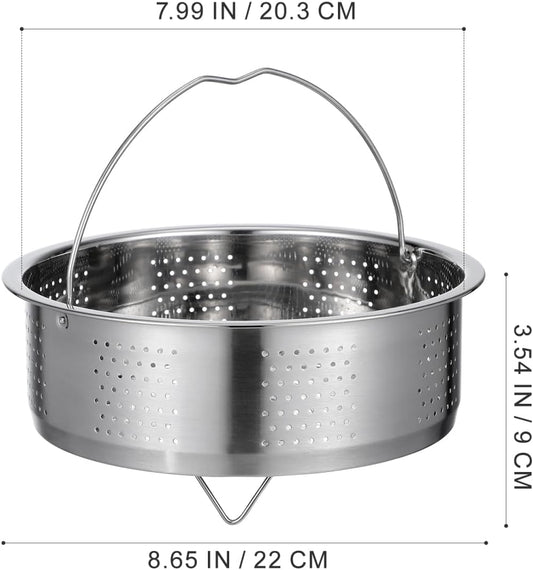 DOITOOL Stainless Steel Steamer Basket for Pot, 8.65inch/22cm Vegetable Steamer Basket Insert Steaming Rack with Handle, Vegetables Fruit Strainers and Colanders for Home Kitchen Cooking