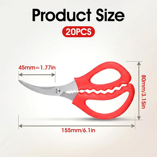 20 Pcs Seafood Scissors, Stainless Steel Crab Shears for Shrimp & Lobster