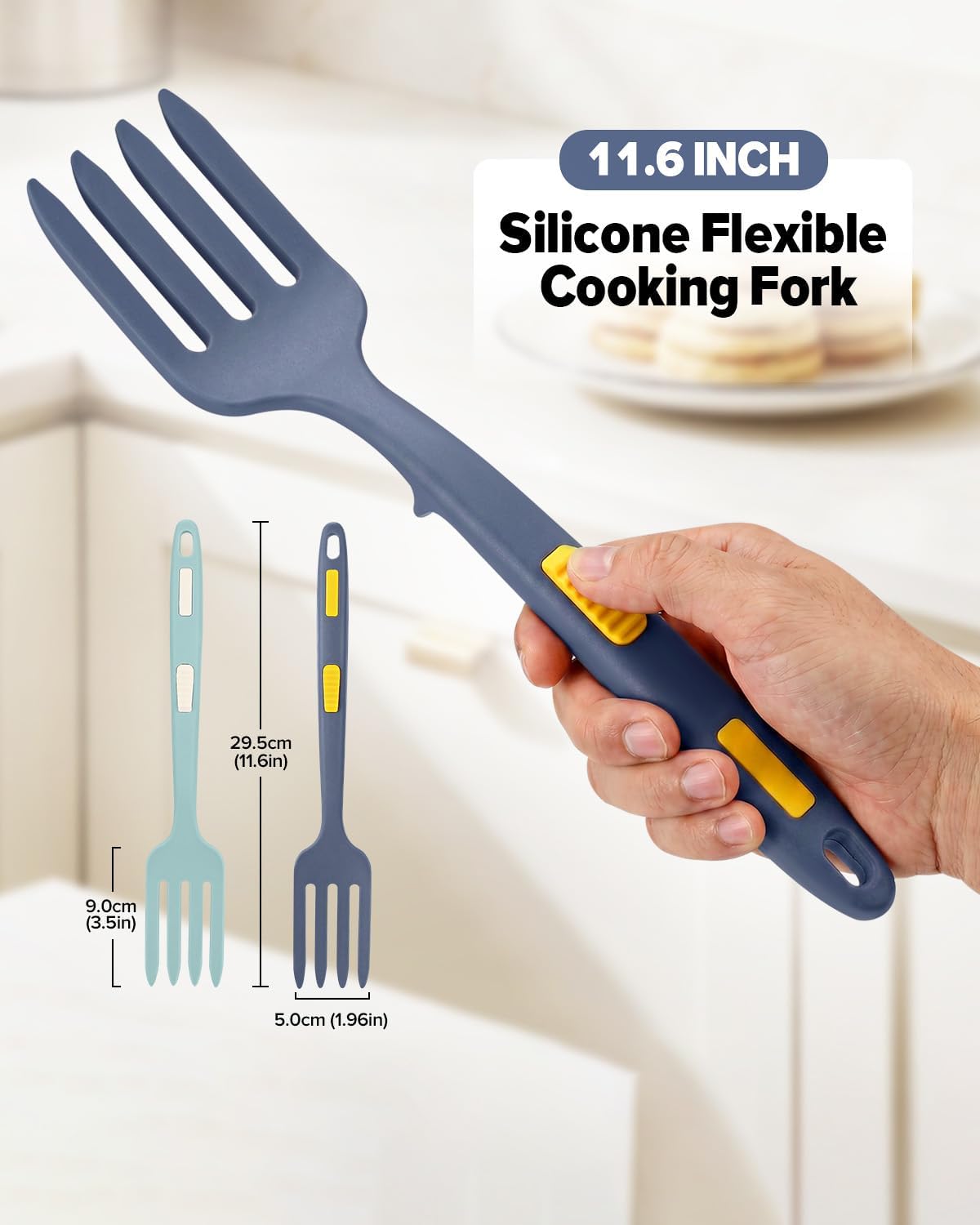 Large Silicone Flexible Cooking Fork, Non Stick Whisks for Mix Ingredients