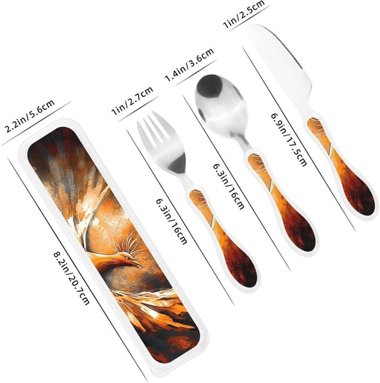 3-Piece Kids Silverware Set With Storage Case, Stainless Steel Reusable Children Safe Knife Spoon Fork Set Alpaca Cactus Children Flatware Set For Kids Lunch Box
