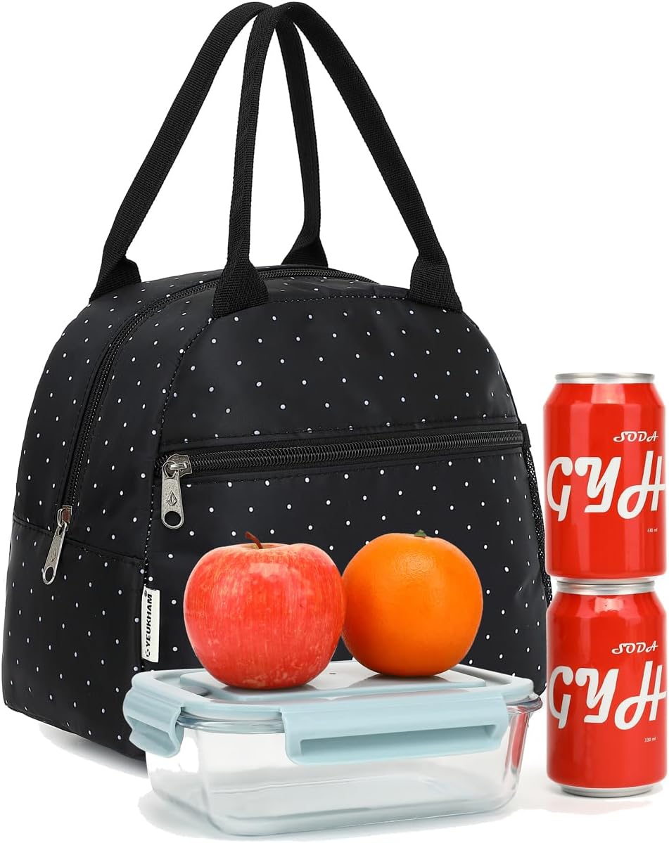 GYEUKHAM Lunch Bag Women, Lunch Box for Adult Men Kids Girls, Small Cute Lunchbox Tote Large Capacity Insulated Lunch Container Cooler for Work School Picnic Travel, Black White Stripes