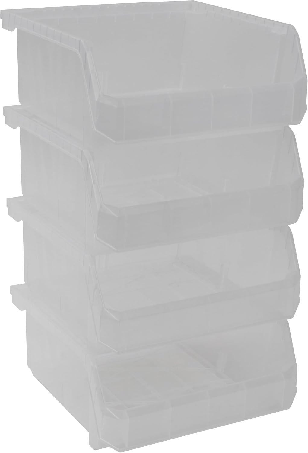 ReadySpace Medium Plastic Storage Bins, Stackable Organizer Containers for Closet Pantry Shelf Garage and Office Organization, Clear, 8 Pack