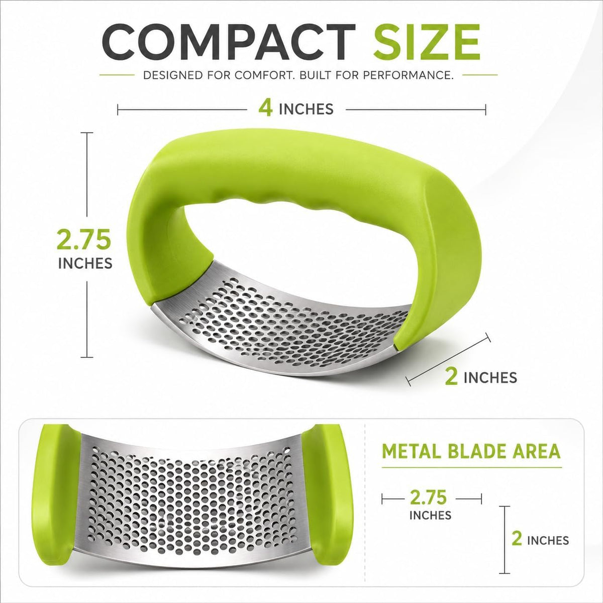 Stainless Steel Rolling Garlic Press with Ergonomic Handle