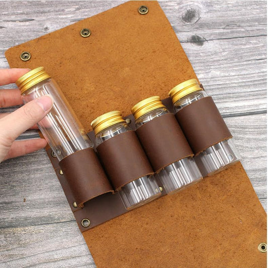 Outdoor Spice Bottle Set Portable Camping Picnic Seasoning Spices Bottle Storage Bag with 4 Cans Condiment Jar Cruet Holder