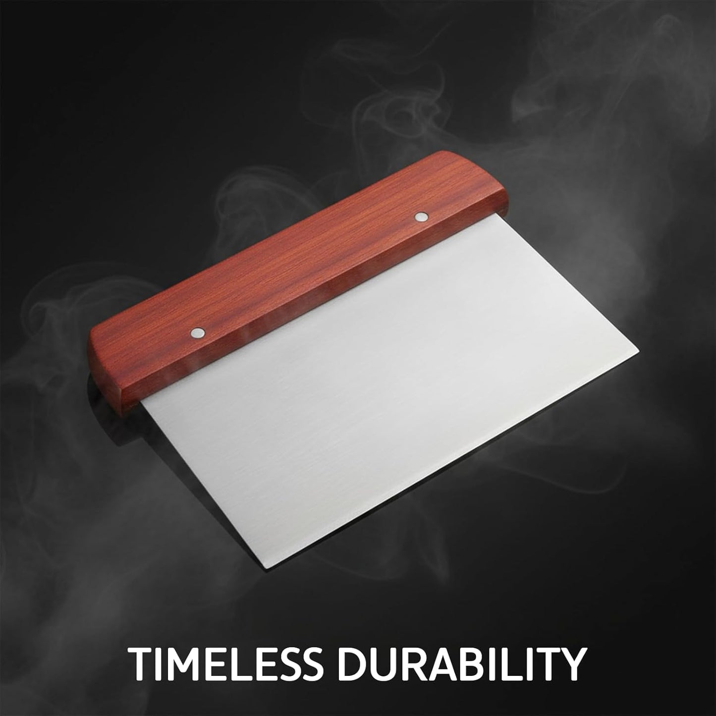 Wood Bench Scraper Stainless Steel - Professional Dough Cutter Tool for Bread Making, Pastry Scraper, Premium Multi-Purpose Kitchen Scraper for Baking and Chopping