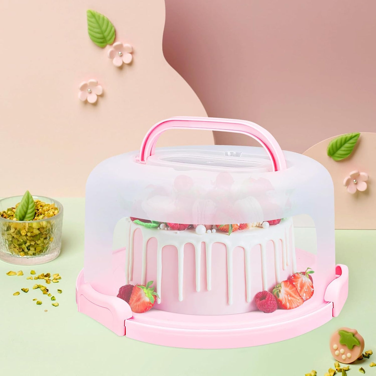 Cake Carrier with Lid and Handle,Fit 10” Cake Stand Cake Holder Container