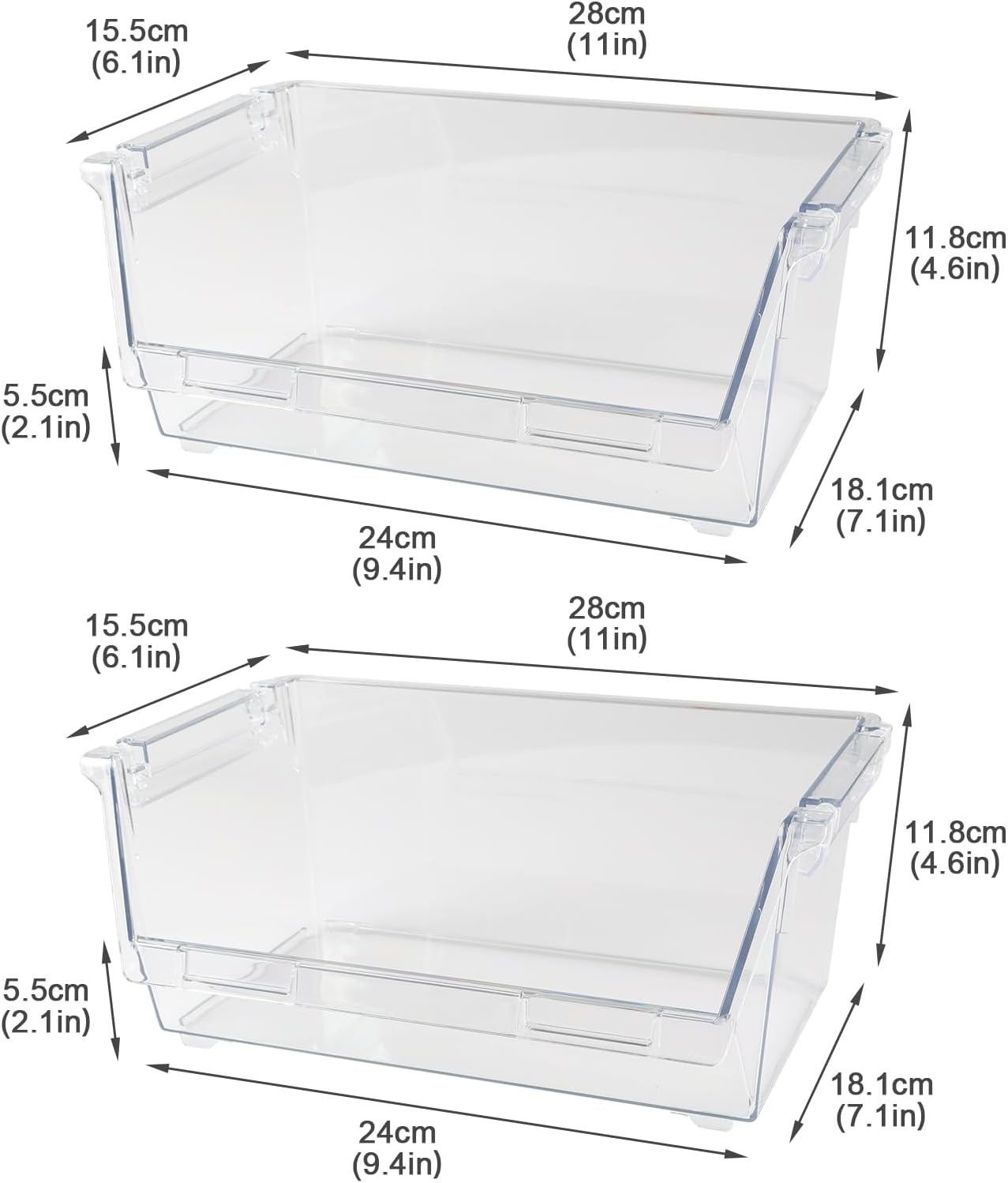 Potato and Onion Storage Bin for Pantry,Clear Stackable Plastic Storage Bins with Handles,Closet Storage Bin Open Front for Kitchen Pantry Bathroom,Onions and Potatoes,Fruits Vegatable Basket