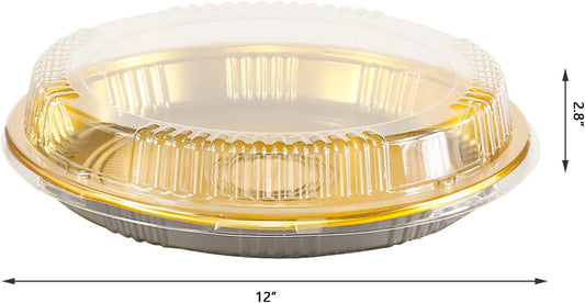 5 Pcs 12'' Plastic Disposable Pie Containers with Clear Lid Disposable Round Pie Keeper Dessert Containers Pizza Boxes for Storing Baking Meal Prep