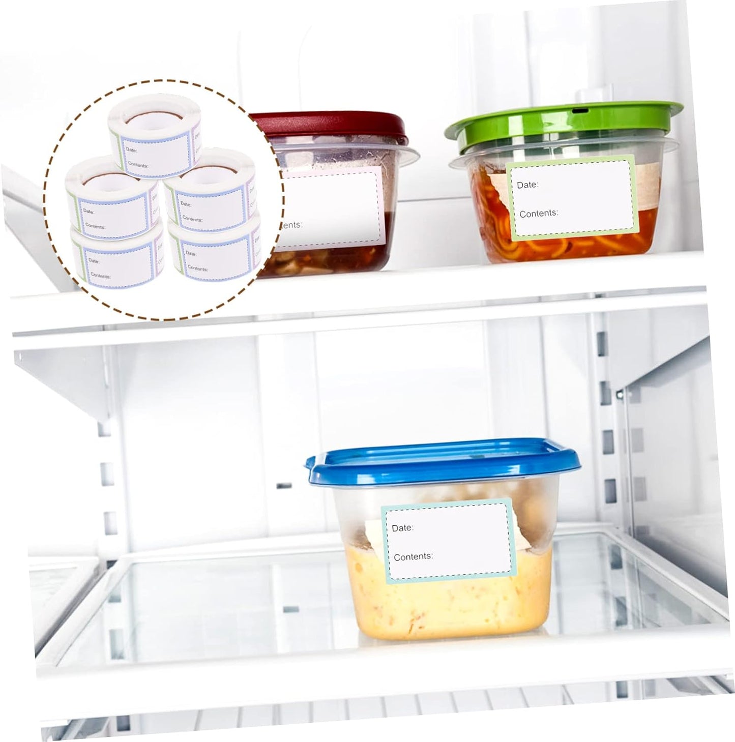KALLORY 5rolls Convenient Portable Date Labels Blank Food Stickers for Bottles Office Use and Food Preservation Lightweight and Practical for Easy Organization