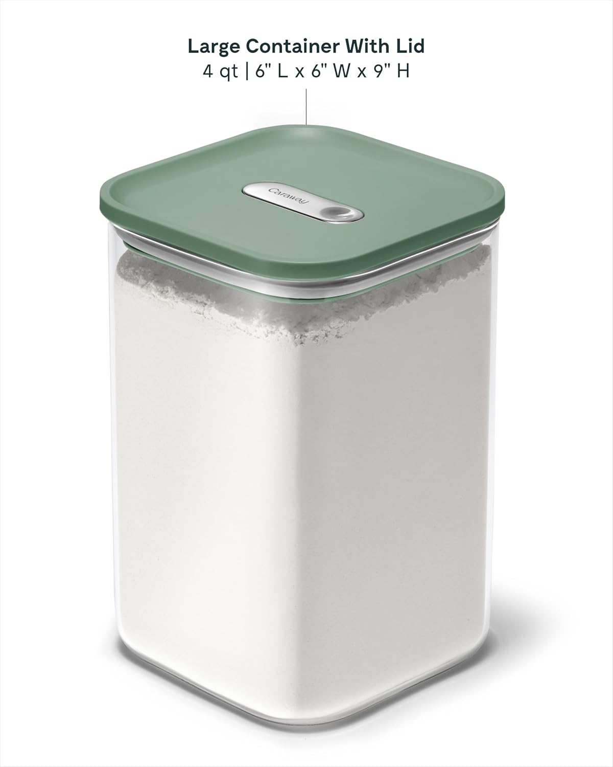 Caraway 4qt Glass Airtight Food Storage Container with Lid – Non-Toxic, BPA-Free Kitchen Storage Container – Stackable, Space-Saving Airtight Container for Dry Goods and More - Mist