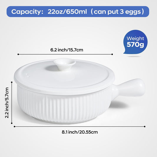 EliteVibe Ceramic Microwave Egg Cooker, Scrambled Egg Maker, White