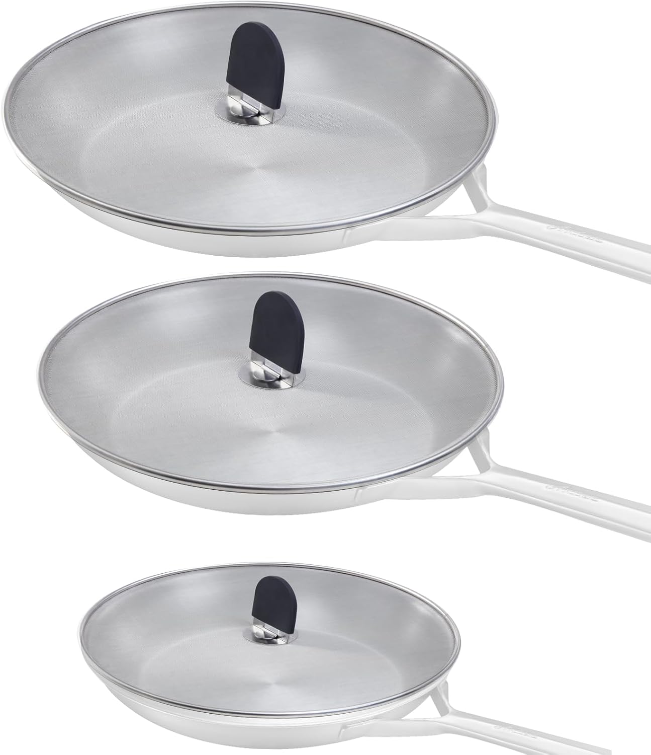 Snowyee Grease Splatter Guard Set with Detachable Silicone Handles, 3 Pack