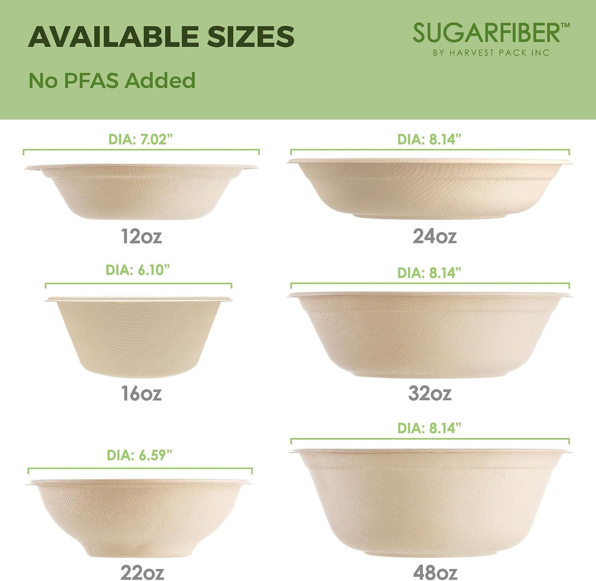 32oz Compostable Paper Bowls Disposable Round Natural Soup Bowls, 50 Count
