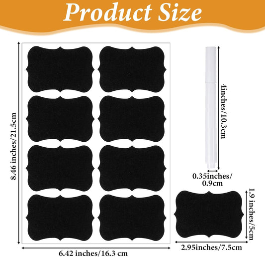 Qianyu 200 Pcs Waterproof Blackboard Stickers Chalkboard Labels Erasable Reusable Blackboard Labels with 1 Liquid Chalk Markers Pen for Jars Parties Decoration Craft Rooms Weddings Storage Organize