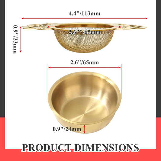Bonsicoky Tea Strainer Bowl, Gold, Stainless Steel