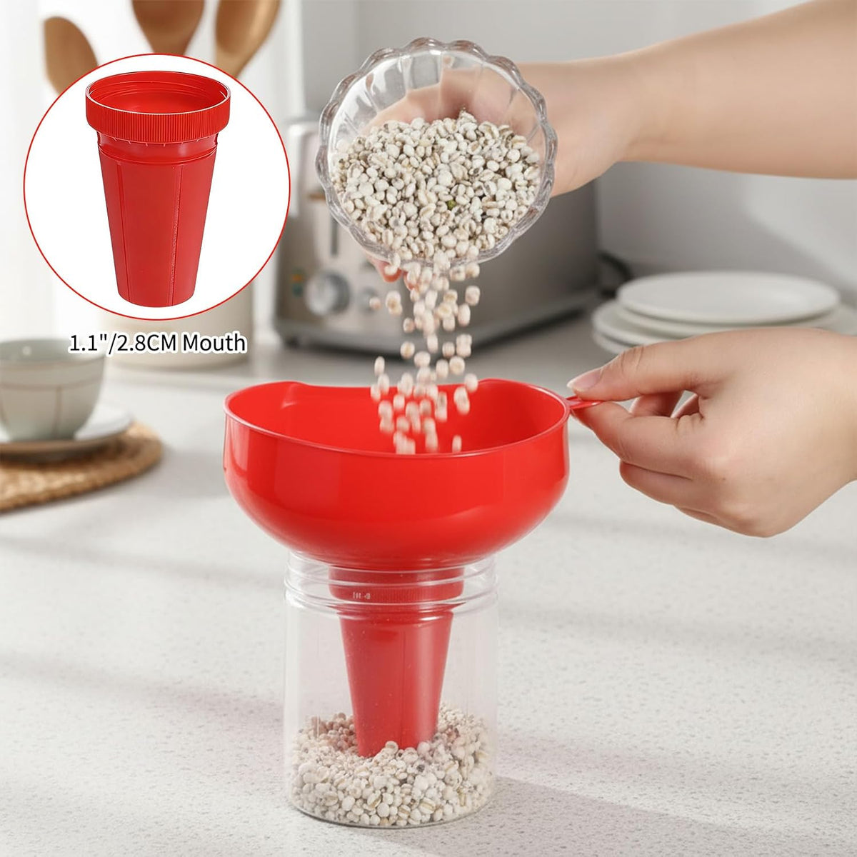 5 Pcs Wide Mouth Funnel, Food Grade Wide Funnels with Strainer Long Neck Plastic Funnels for Filling Bottles, Canning, Mason Jar, Shampoo, Liquids