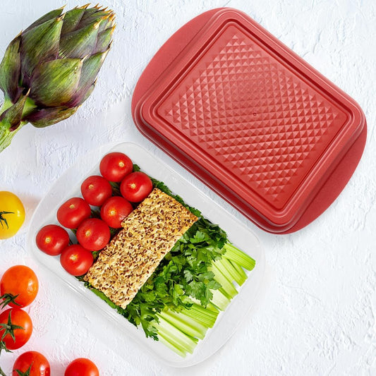 Large Marinade Container with Pyramids Carving Board Style Lid | Grill Prep and Deep Serve Tray | Microwave & Oven Safe Serving Platter Ideal Storing BBQ Meat, Vegetables,Roasting Turkey & Chicken