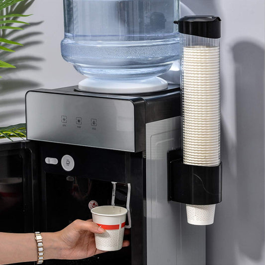 Cup Dispenser Wall Mounted Plastic Water Dispenser Disposable Cup Holder Rack, Paste or Screw Plate Mountable for Paper Cups Halloween Party Supplies(L, White)