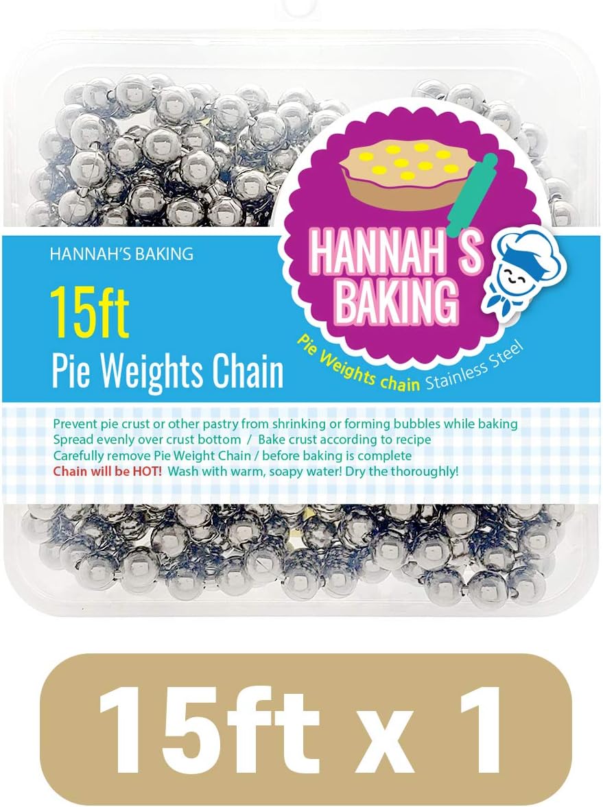 Durable Baking Supplies: Stainless Steel Chain Pie Weights, Reusable and Easy to Clean, Odorless, Safe Pie Weights for Pie Crusts, Oven Safe Baking Beads (10 feet)